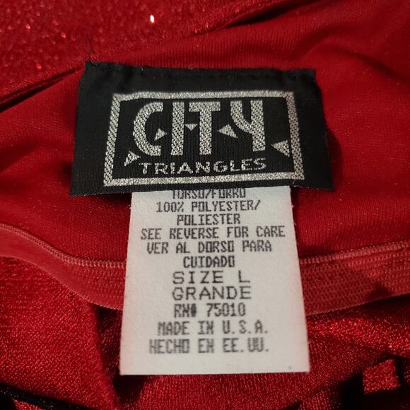 Vtg City Triangles 90s Y2K Glitter Sparkle Stretch Dress Size L Red Vamp Formal - Picture 8 of 13